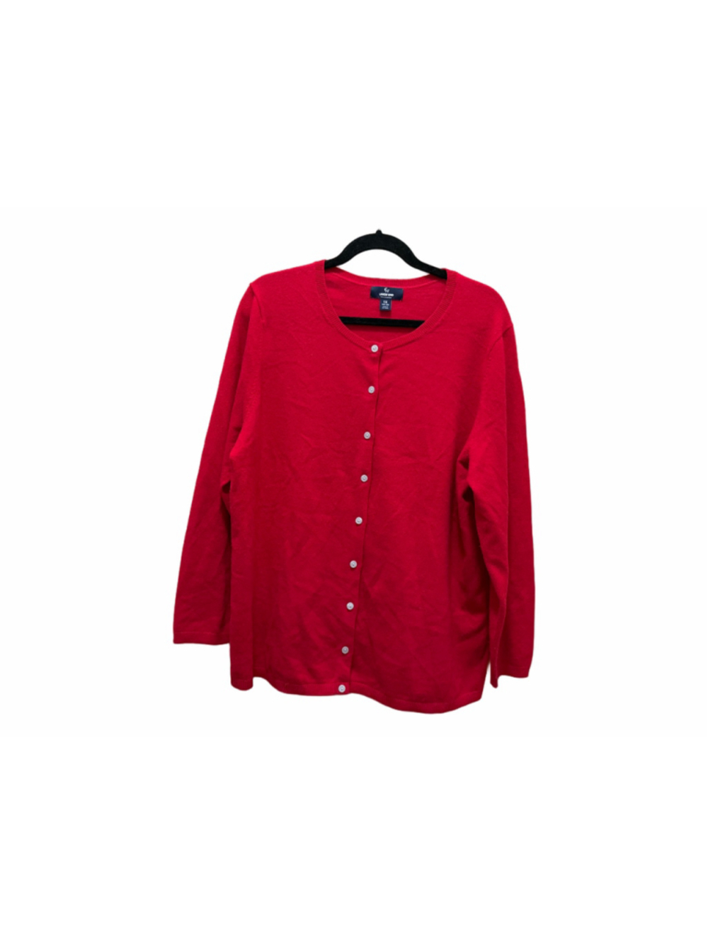 Lands’ End Women’s 100% Cashmere Red Button Front Cardigan Sweater Size 1X 16W-1